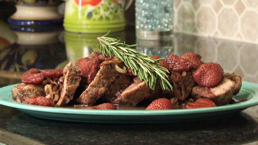 Roast Pork with Strawberry Sauce Screenshot from America's Heartland Season 10 Episode 06