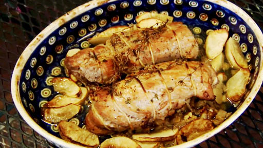 Apple & Walnut Stuffed Pork Tenderloin with Dijon and Apple Wine Screenshot from America's Heartland Season 7 Episode 17