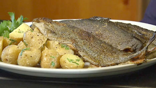 Roasted Trout with Herb Butter Filling Screenshot from America's Heartland Season 9 Episode 14
